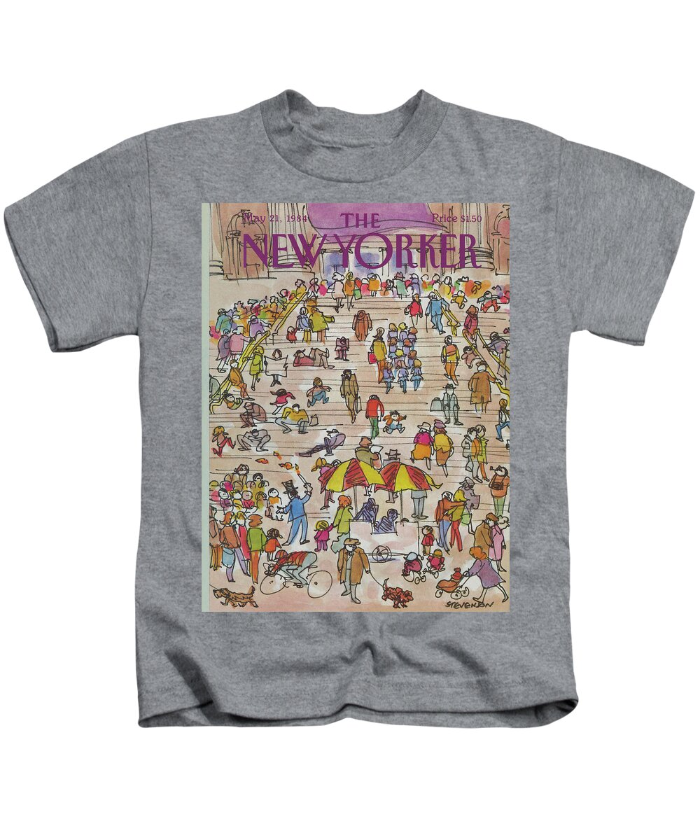 Metropolitan Museum Kids T-Shirt featuring the painting New Yorker May 21st, 1984 by James Stevenson