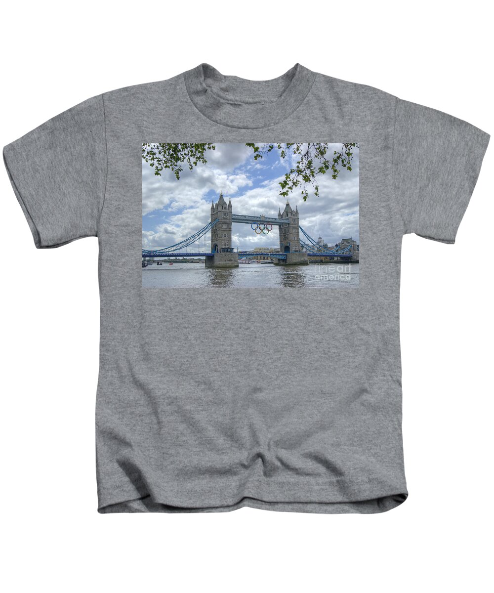 Olympic Kids T-Shirt featuring the photograph Olympic Rings on Tower Bridge by David Birchall