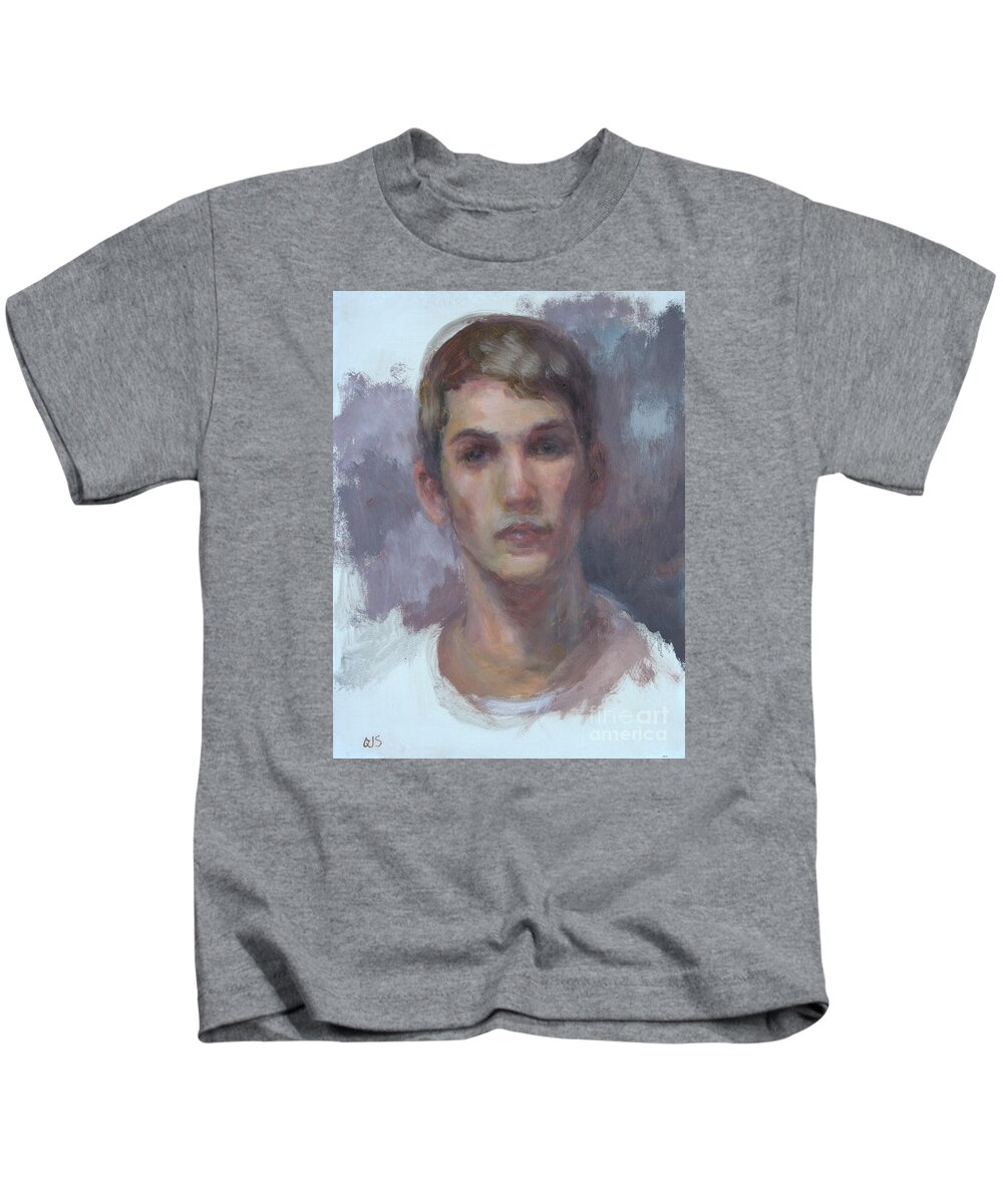 Quin Sweetman Kids T-Shirt featuring the painting Original Portrait - Commission Your Own Painting by Quin Sweetman