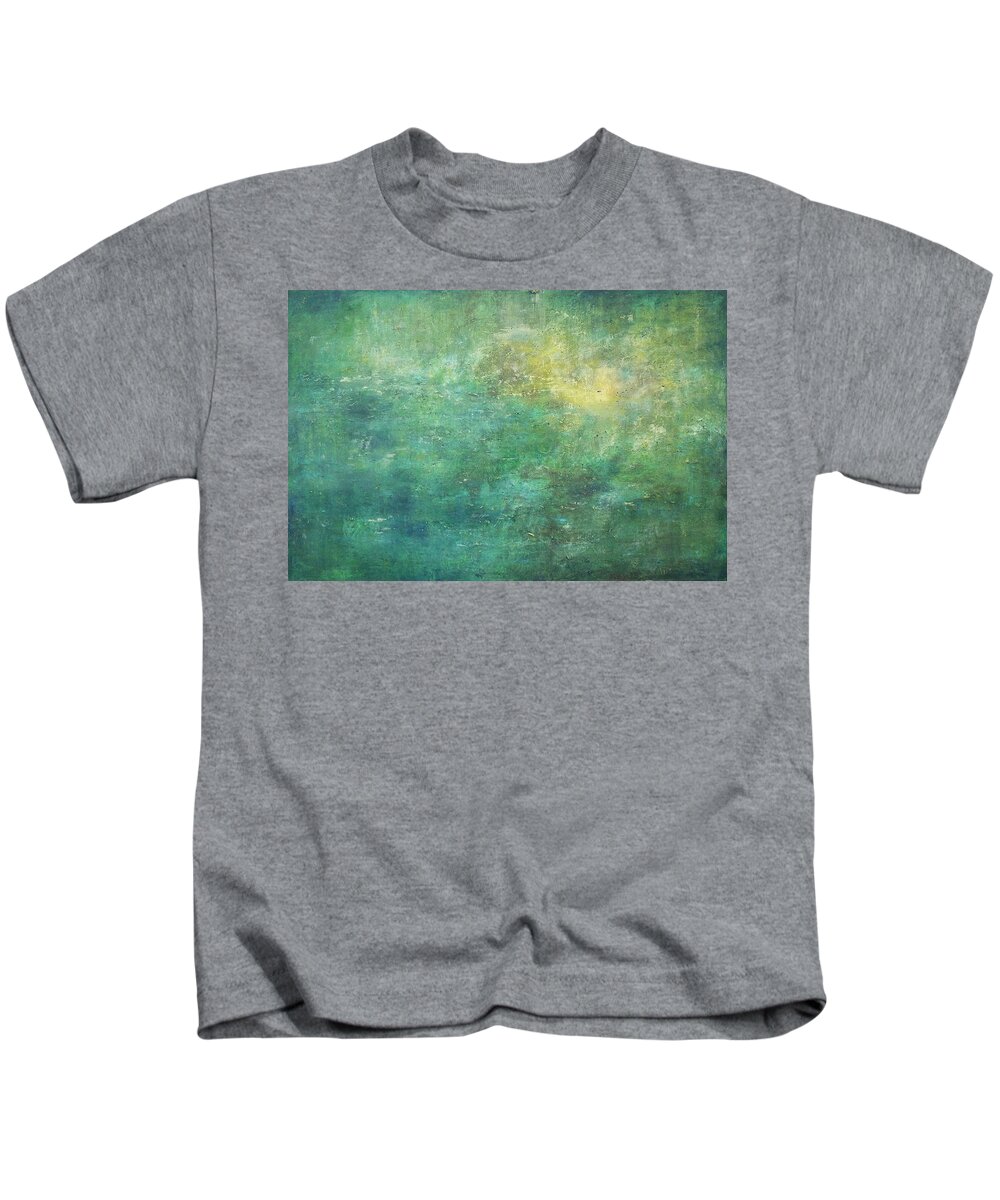 Derek Kaplan Art Kids T-Shirt featuring the painting Out Of Reach by Derek Kaplan