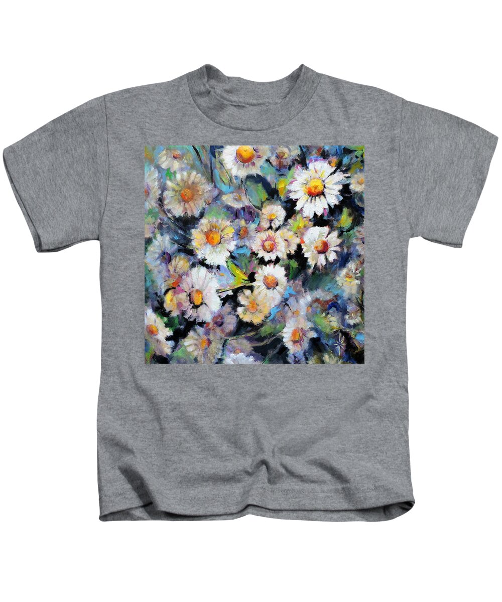 Floral Kids T-Shirt featuring the painting Painted Daisy by Jodie Marie Anne Richardson Traugott     aka jm-ART