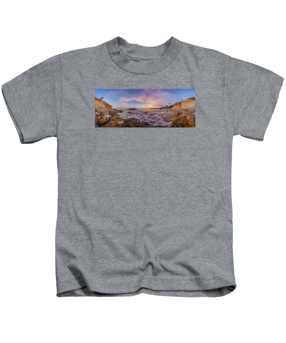 Laguna Beach Kids T-Shirt featuring the photograph Panorama The whole way round the cove by Scott Campbell