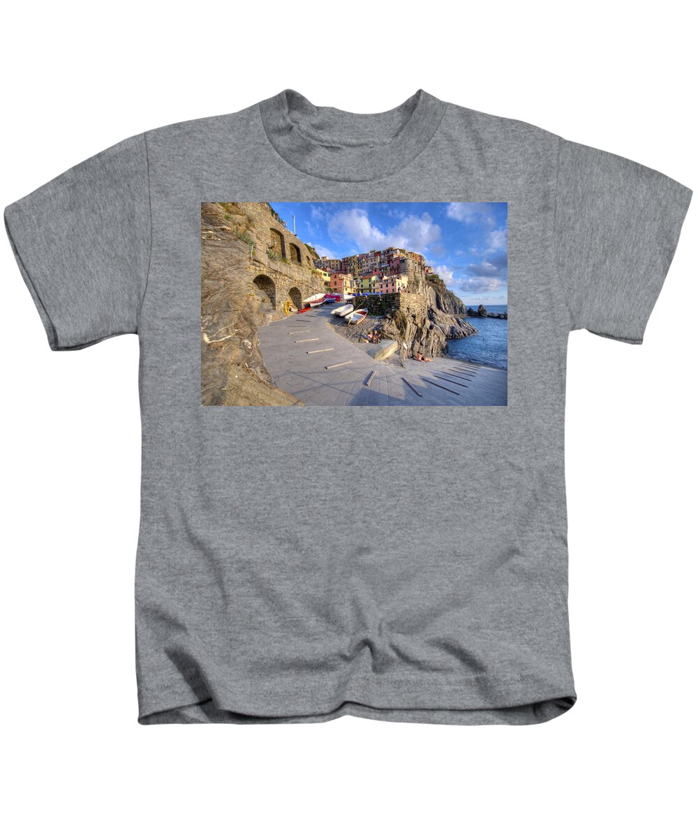 Europe Kids T-Shirt featuring the photograph Path to the Manarola Harbor by Matt Swinden