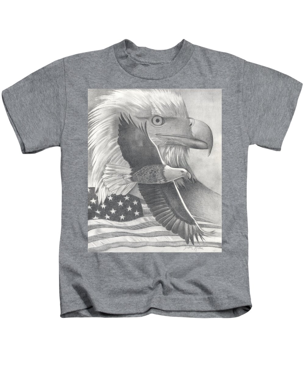 Art Kids T-Shirt featuring the drawing American Bald Eagle by Dustin Miller