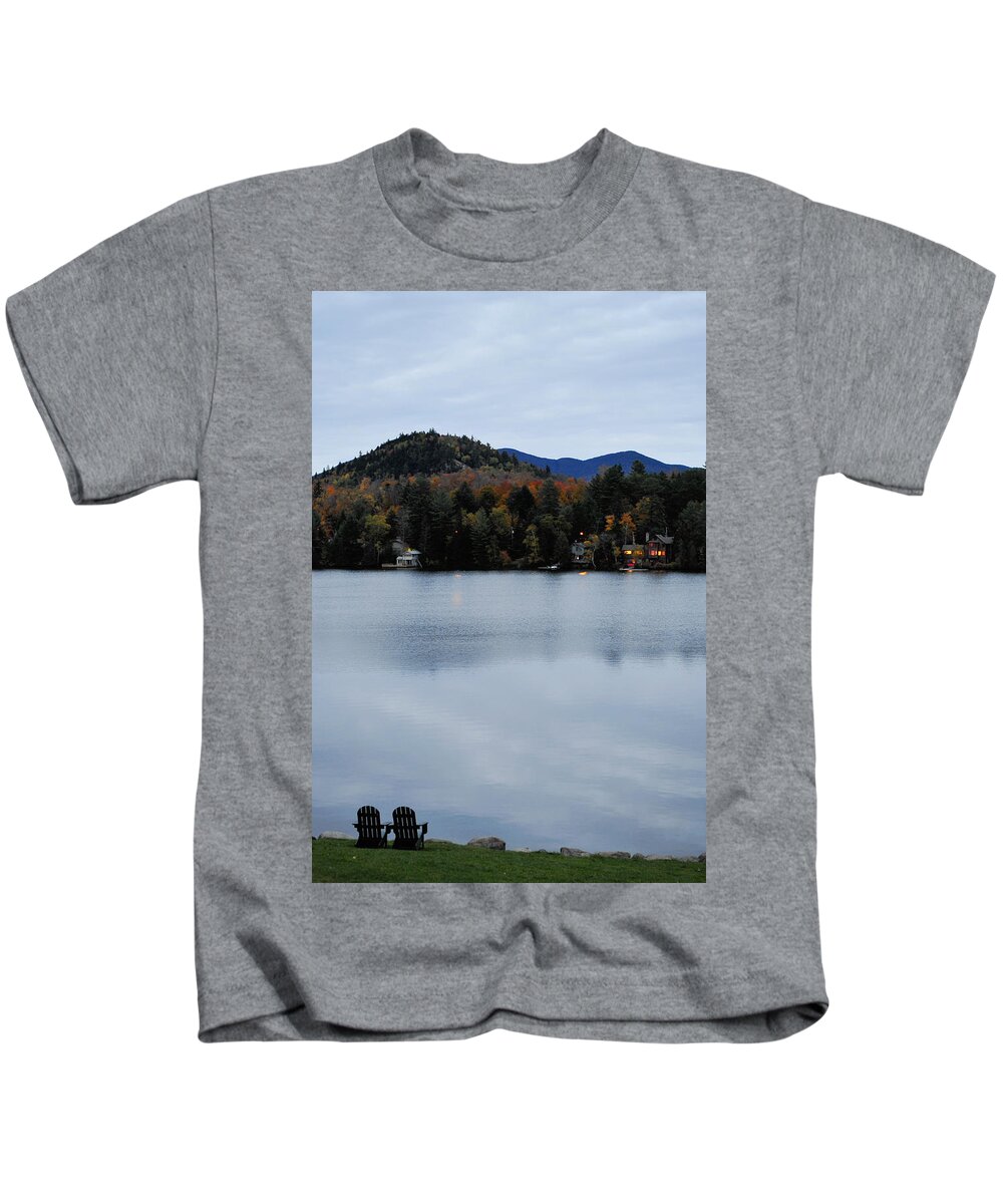 Lake Placid Kids T-Shirt featuring the photograph Peaceful Evening at the Lake by Terry DeLuco