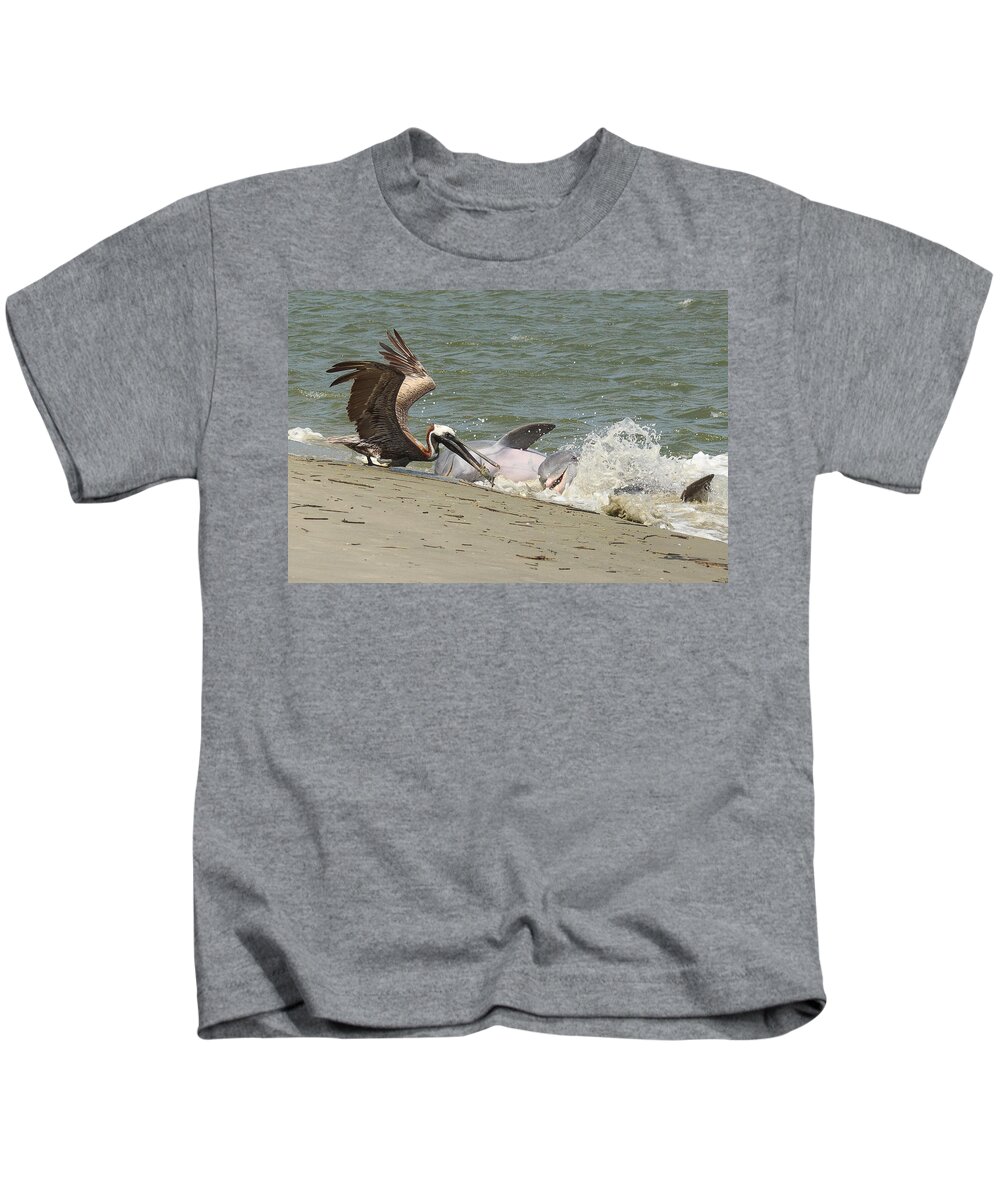 Pelican Kids T-Shirt featuring the photograph Pelican Steals the Fish by Patricia Schaefer