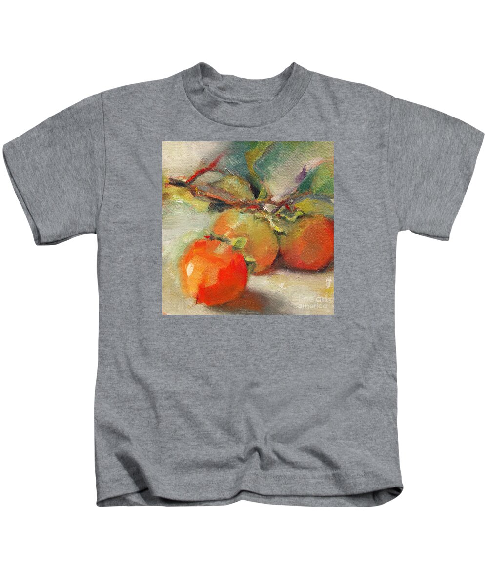 Fruit Kids T-Shirt featuring the painting Persimmons by Michelle Abrams