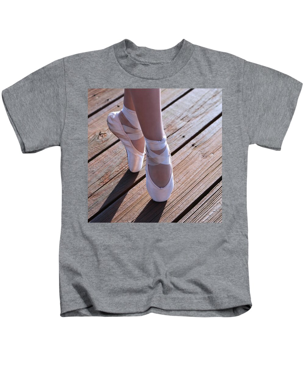 Pointe Shoes Kids T-Shirt featuring the photograph Pointe Shoes by Laura Fasulo