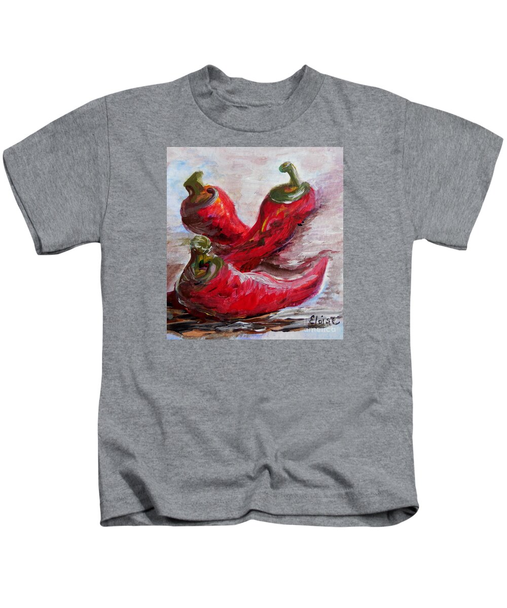 Texas Kids T-Shirt featuring the painting Poppin' Peppers by Eloise Schneider Mote