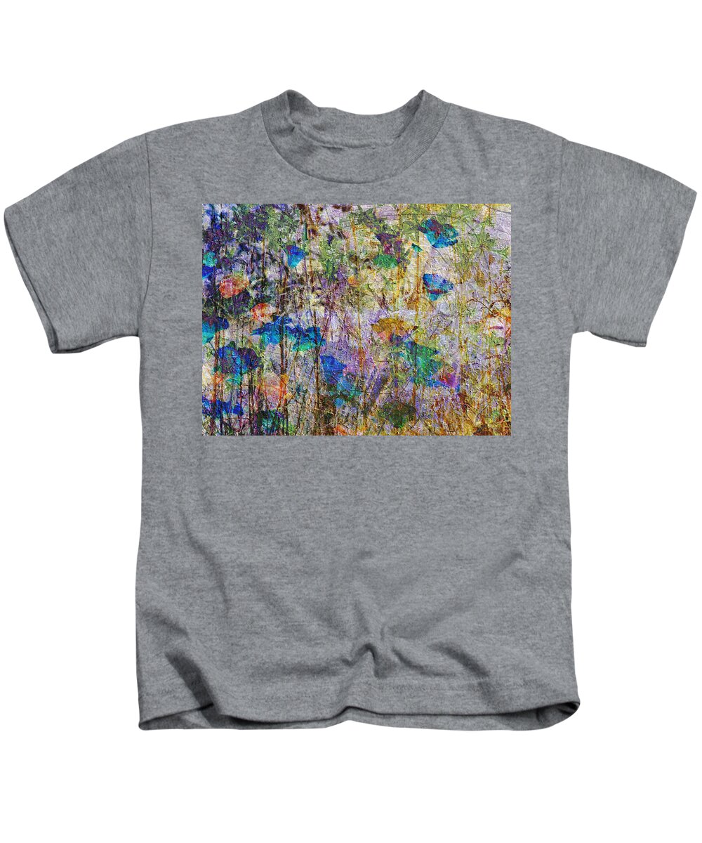Posies In The Grass Kids T-Shirt featuring the mixed media Posies in the Grass by Kiki Art