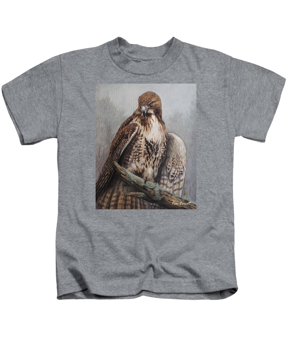 Red Tail Hawk Kids T-Shirt featuring the painting Red Tail Hawk by Ken Everett