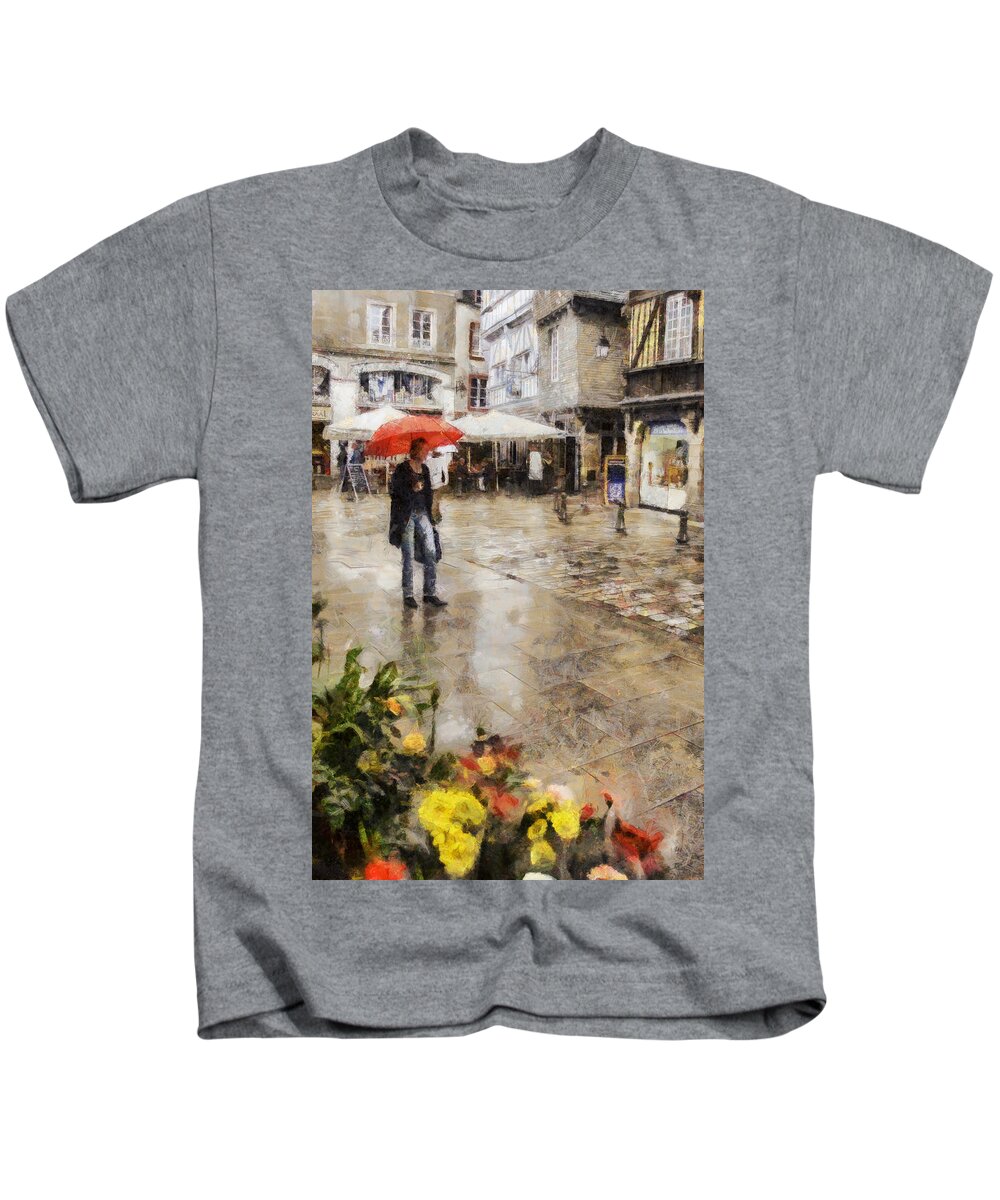 Red Kids T-Shirt featuring the photograph Red Umbrella by Nigel R Bell