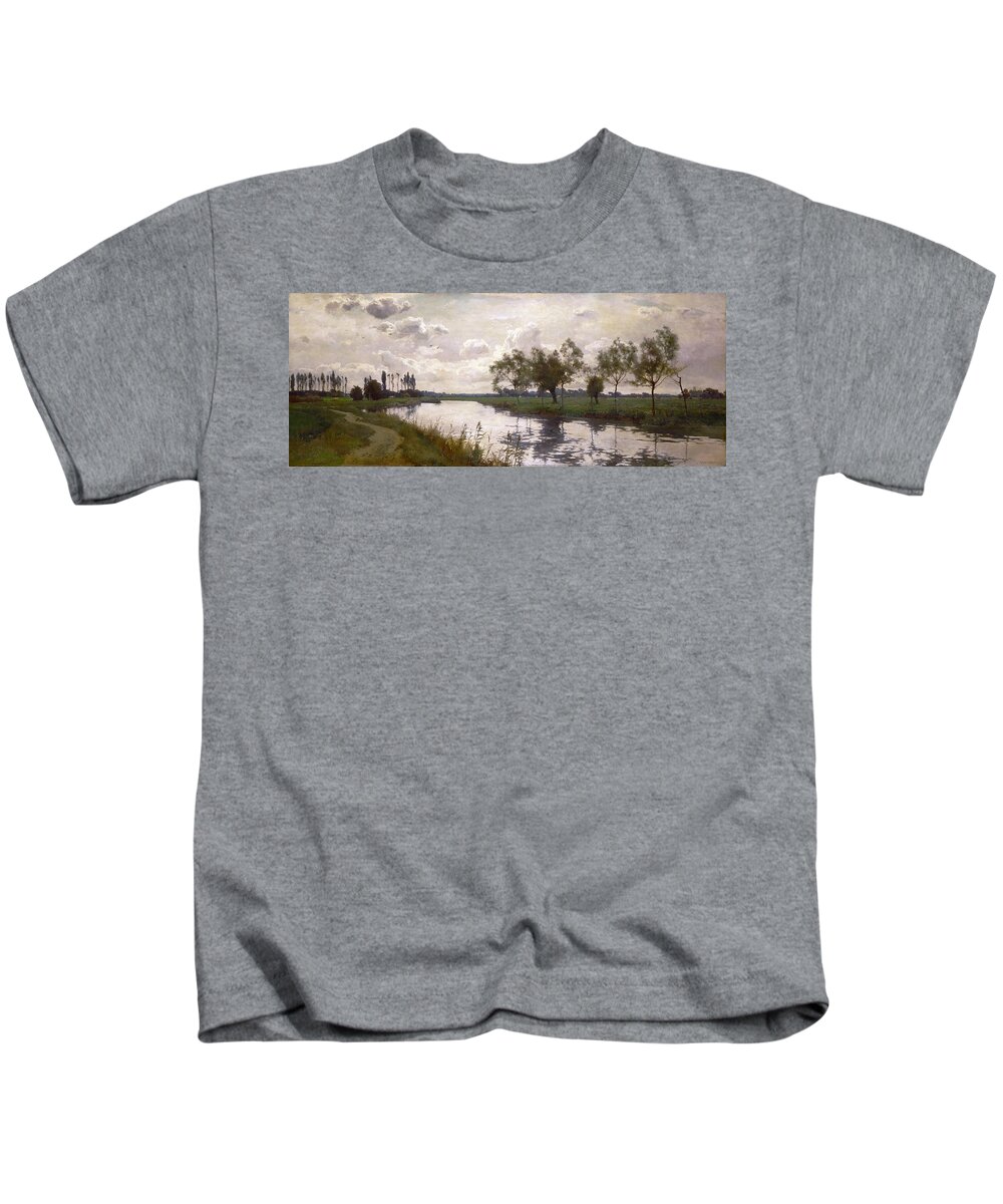 Alfred Parsons Kids T-Shirt featuring the painting River and Towpath by Alfred Parsons