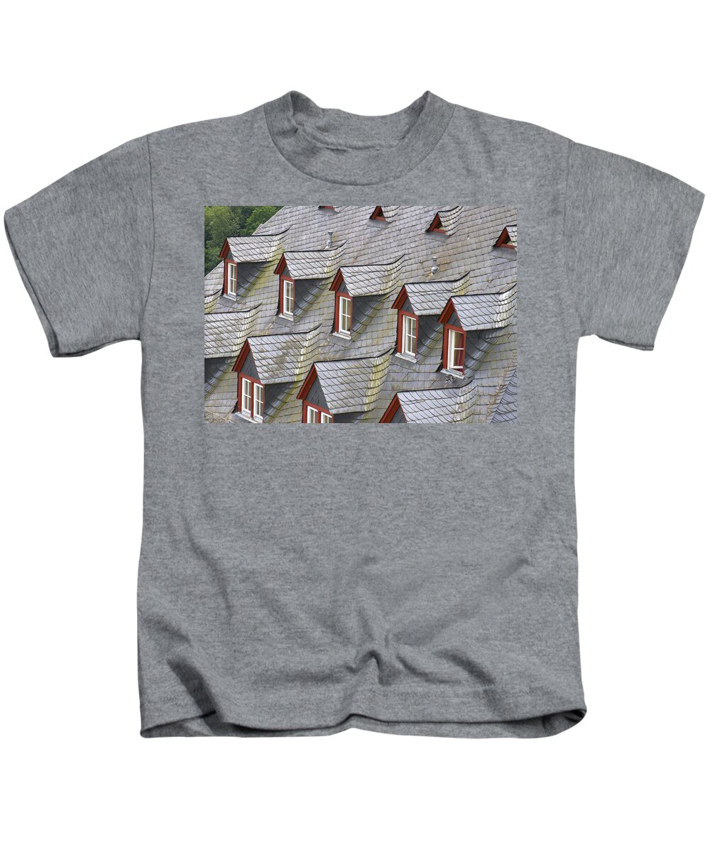Grey Kids T-Shirt featuring the photograph Roof tops by Jenny Setchell