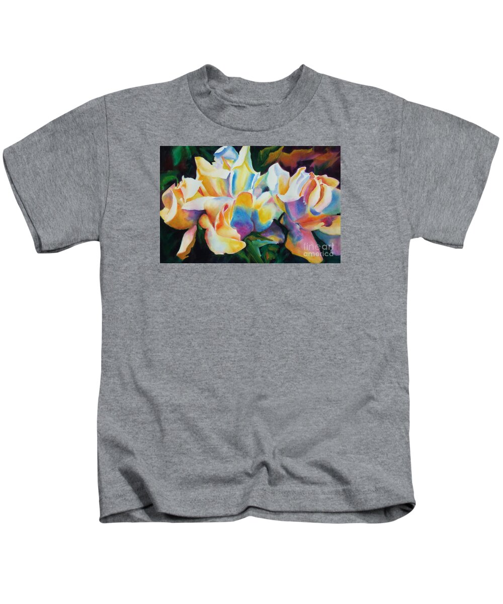 Paintings Kids T-Shirt featuring the painting Rose Cluster Half by Kathy Braud