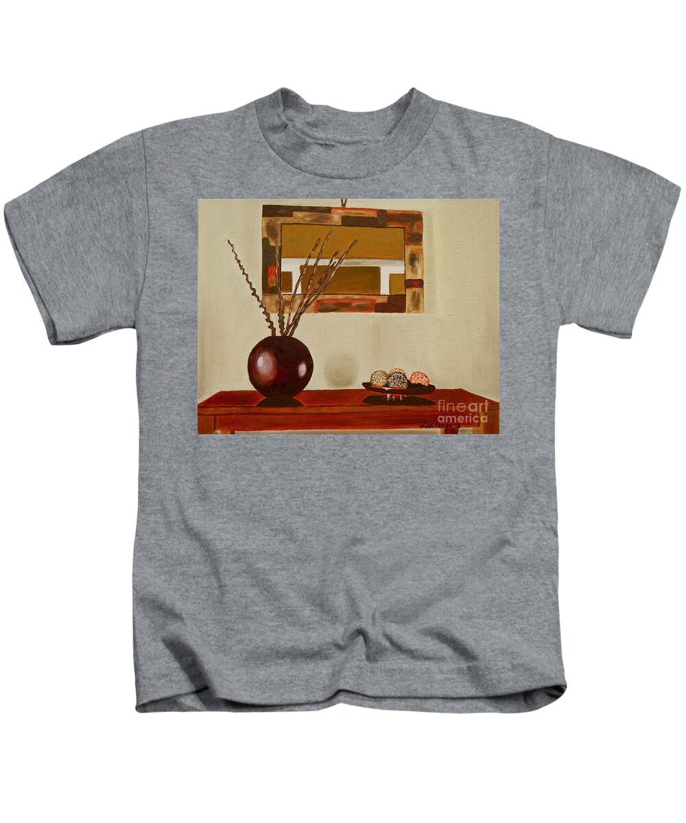 Still Life Kids T-Shirt featuring the painting Round Vase by Laura Forde