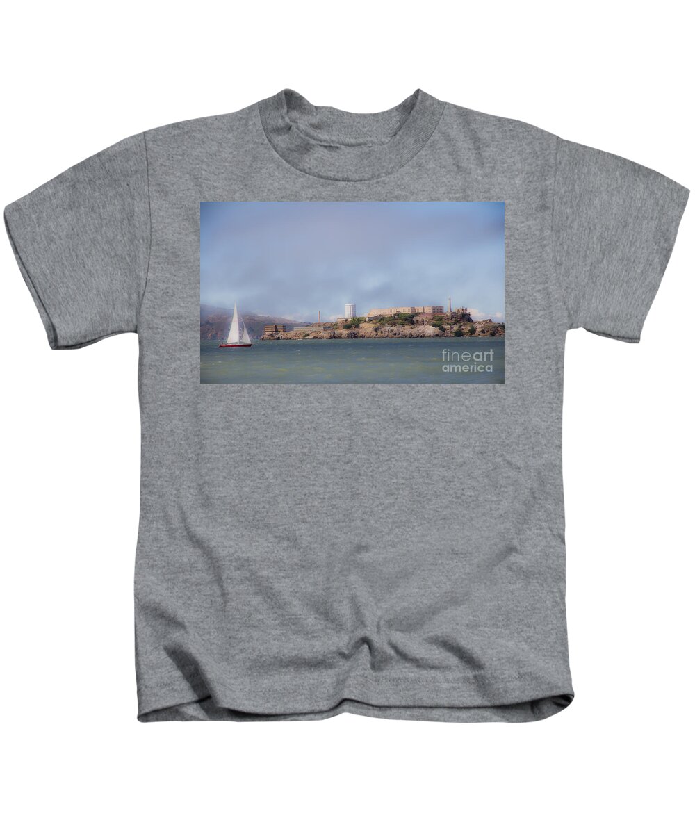 Alcatraz Kids T-Shirt featuring the photograph Sailing by Alcatraz by Agnes Caruso