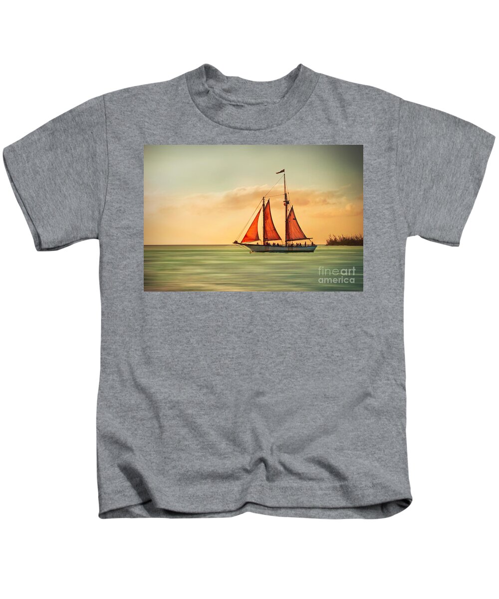 Sailing Kids T-Shirt featuring the photograph Sailing Into The Sun by Hannes Cmarits