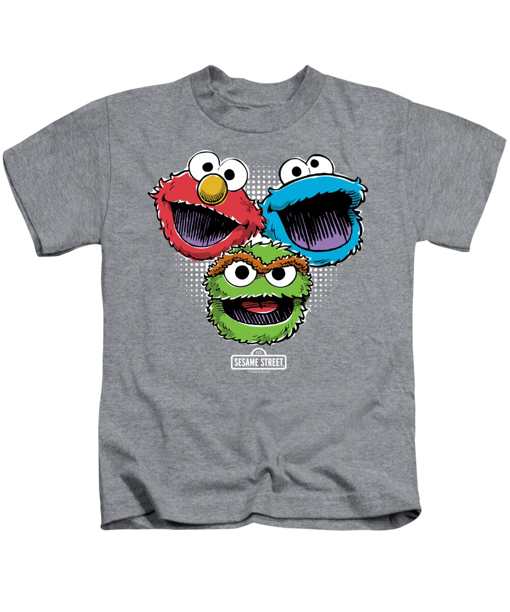  Kids T-Shirt featuring the digital art Sesame Street - Halftone Heads by Brand A