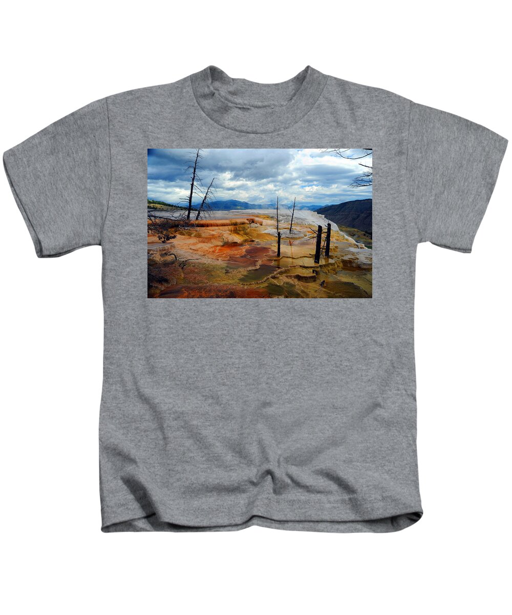 Yellowstone Kids T-Shirt featuring the photograph Simmering Color by Richard Gehlbach