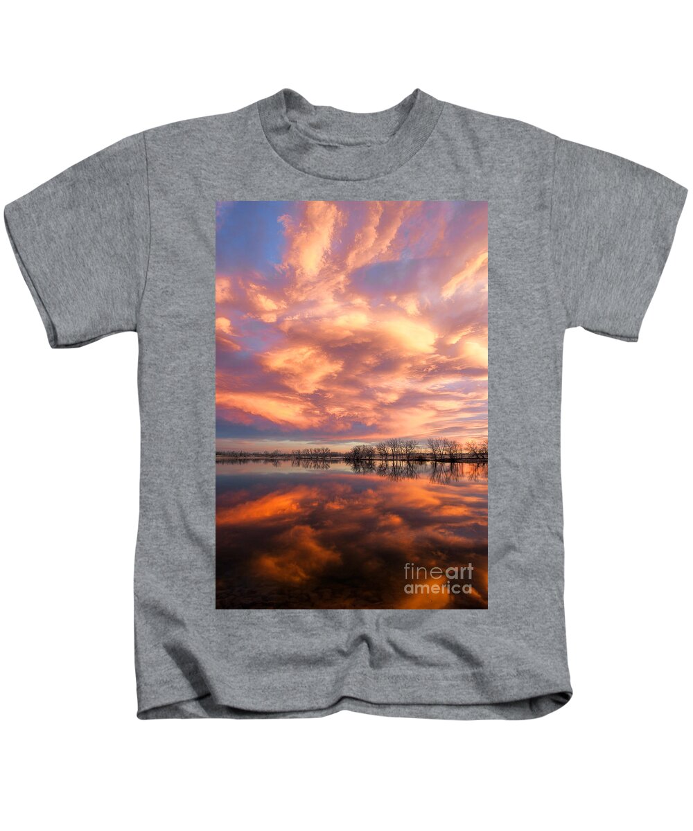 Lake Sunset Kids T-Shirt featuring the photograph Slow Burn by Jim Garrison