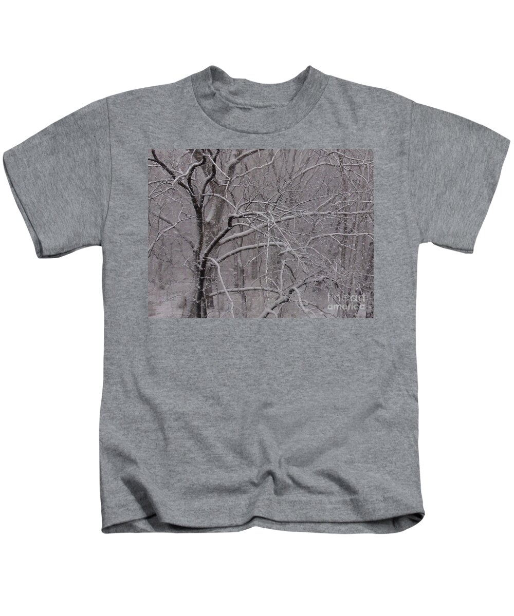 Bridge Kids T-Shirt featuring the photograph Snow in the Trees at Bulls Island by Christopher Plummer