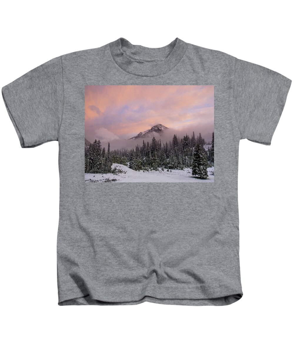 Summer Snow Kids T-Shirt featuring the photograph Snowy Surprise by Emily Dickey