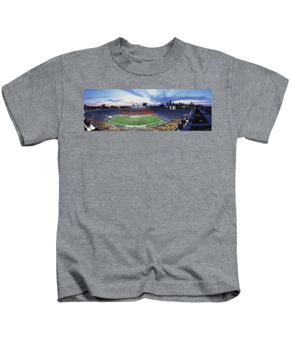 Photography Kids T-Shirt featuring the photograph Soldier Field Football, Chicago by Panoramic Images
