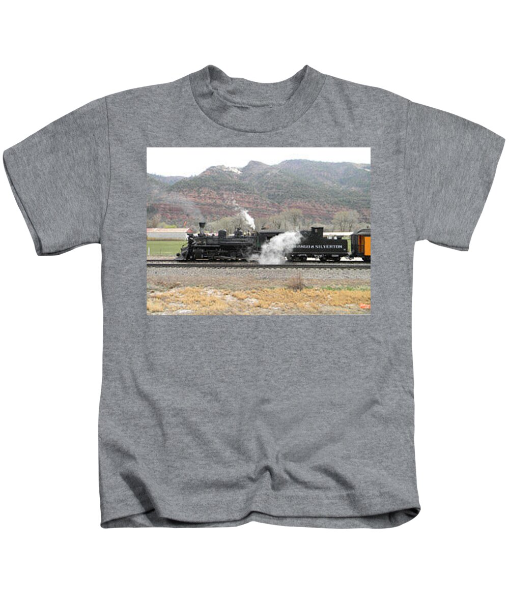 Steam Train Kids T-Shirt featuring the photograph Steam Train by Laurie Paci