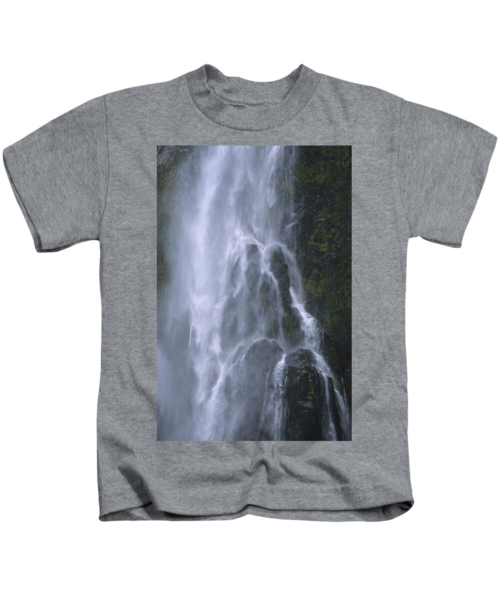 Feb0514 Kids T-Shirt featuring the photograph Stirling Falls Along Milford Sound New by Konrad Wothe