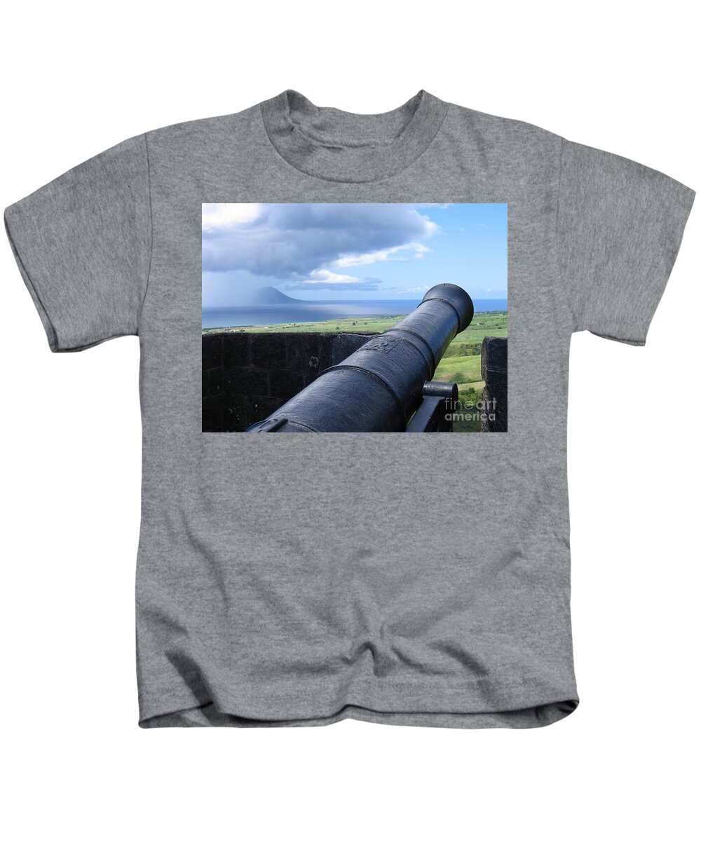 Fortress Kids T-Shirt featuring the photograph St.Kitts Nevis - On Guard by HEVi FineArt