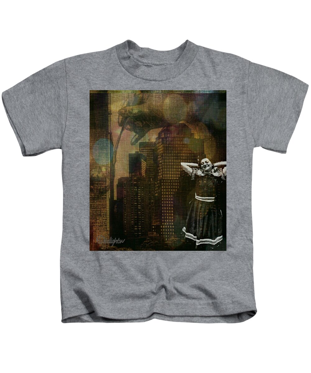 Vintage Kids T-Shirt featuring the digital art Summer in the City by Delight Worthyn