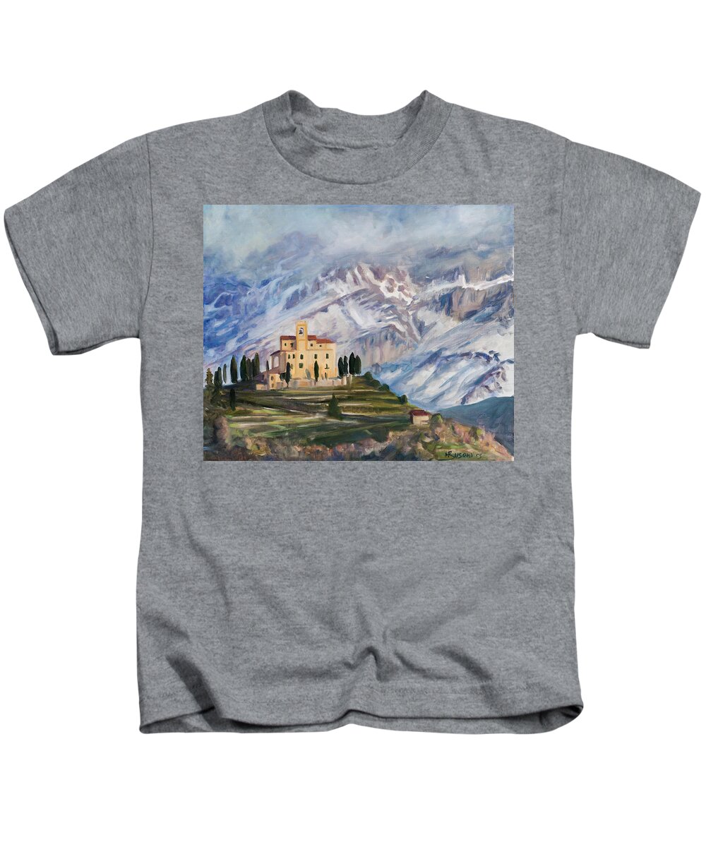 Mountain Kids T-Shirt featuring the painting Sunray by Marco Busoni