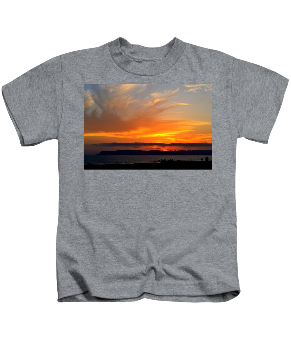 Sunset Kids T-Shirt featuring the photograph Sunset at Point Loma from Coronado California by Katy Hawk