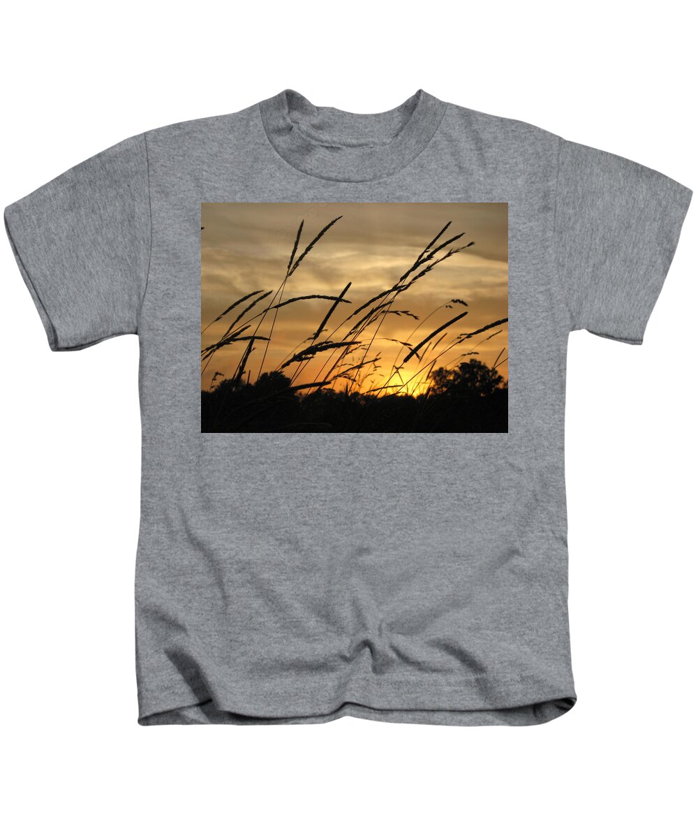 Grass Kids T-Shirt featuring the photograph Sunset Sentinels by Carolyn Jacob