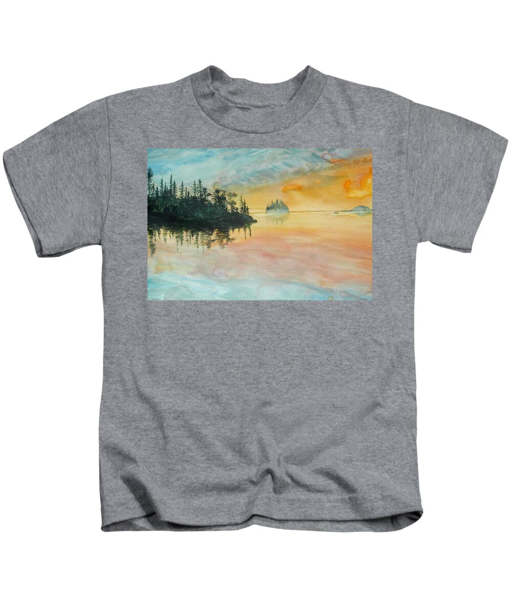Lake Superior Kids T-Shirt featuring the painting Superior Memories I by Helen Klebesadel