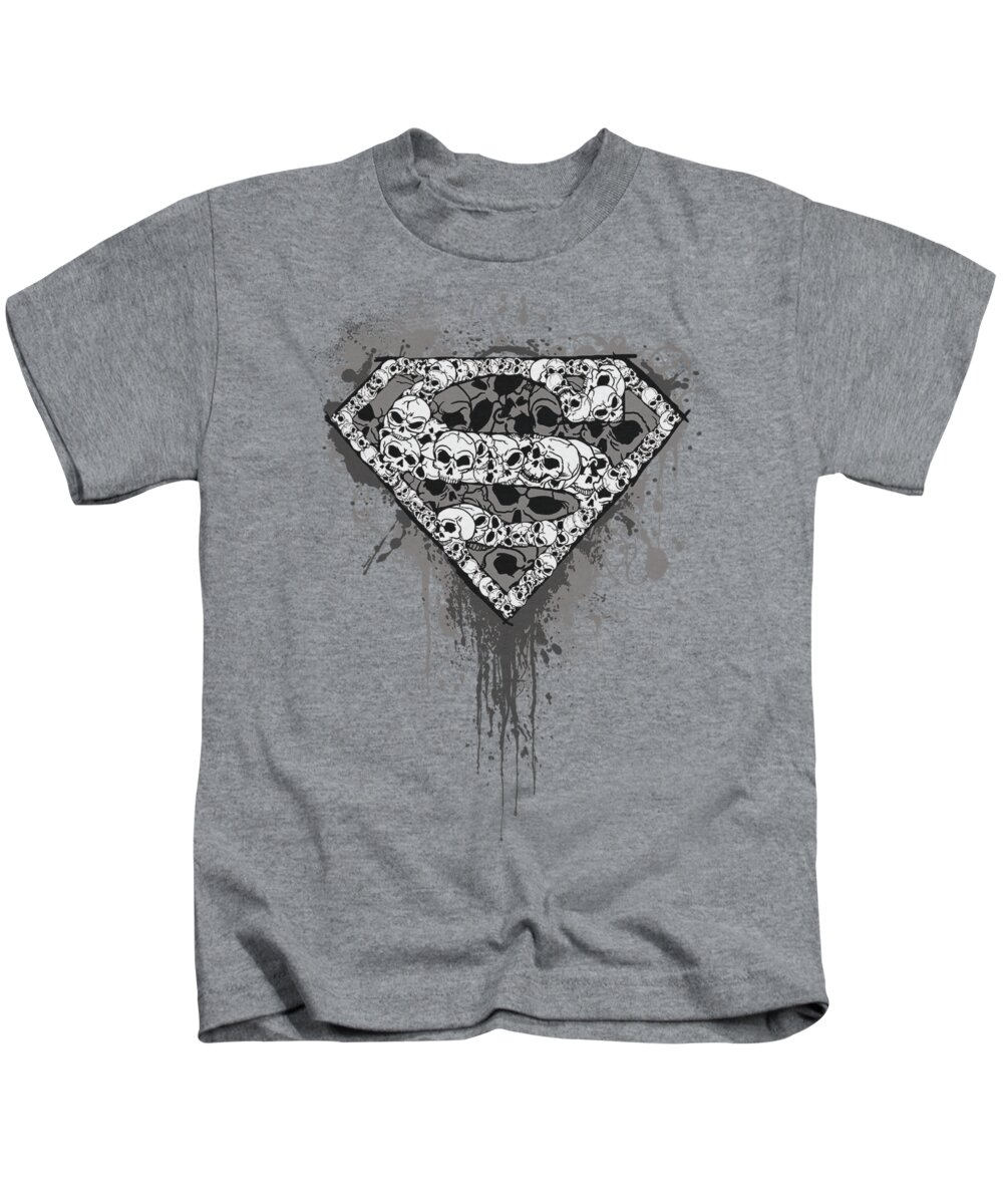 Superman Kids T-Shirt featuring the digital art Superman - Many Super Skulls by Brand A