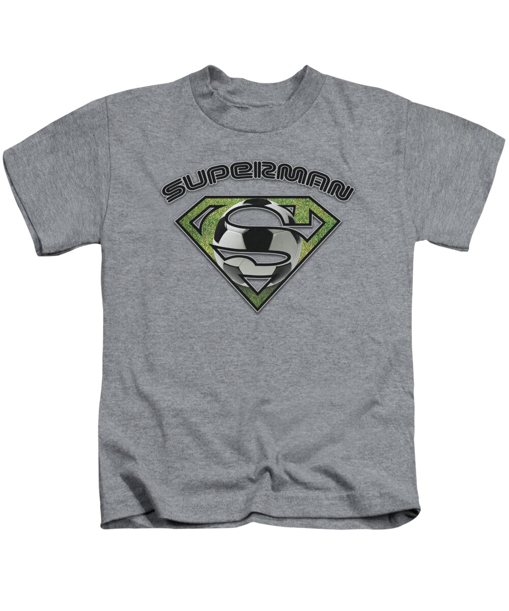 Superman Kids T-Shirt featuring the digital art Superman - Soccer Shield by Brand A