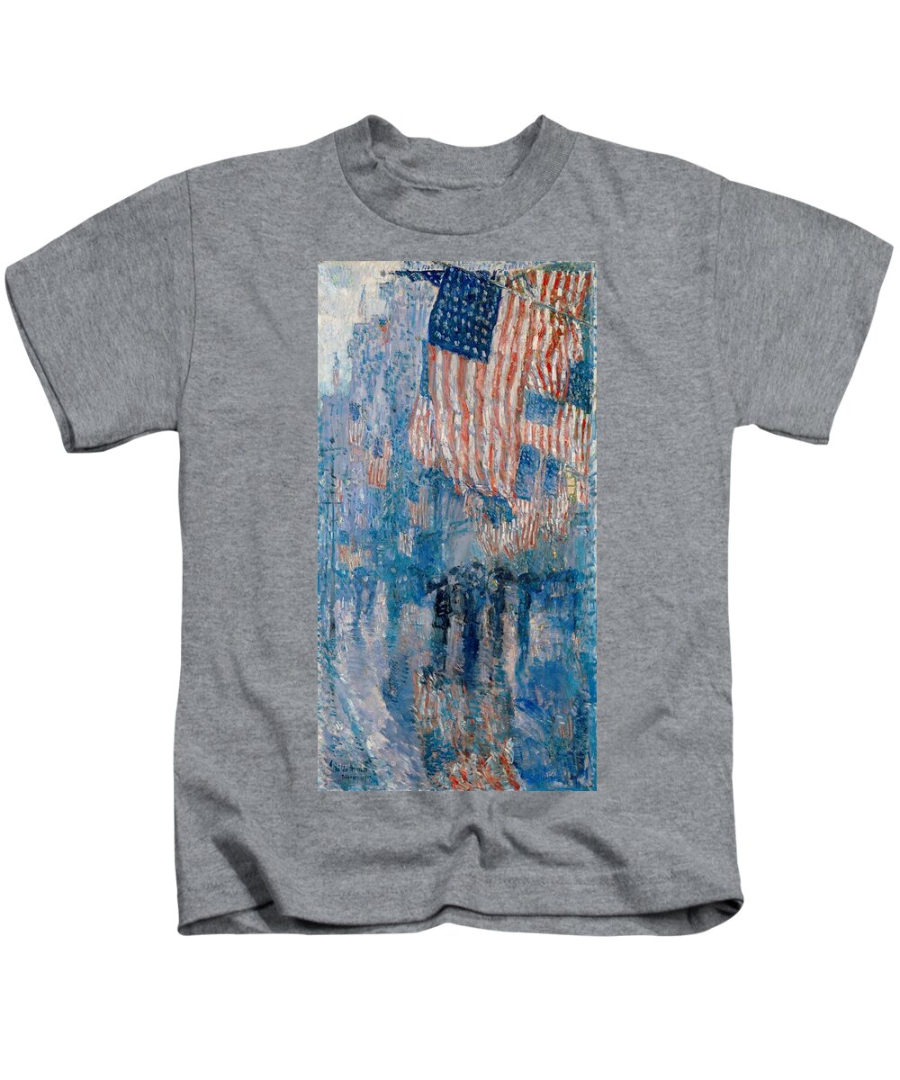 The Avenue In The Rain Kids T-Shirt featuring the painting The Avenue in the Rain #1 by Georgia Clare