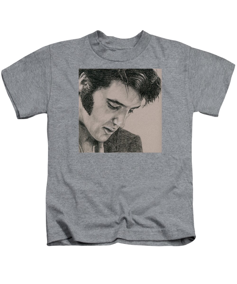 Elvis Kids T-Shirt featuring the drawing The Cool King by Rob De Vries