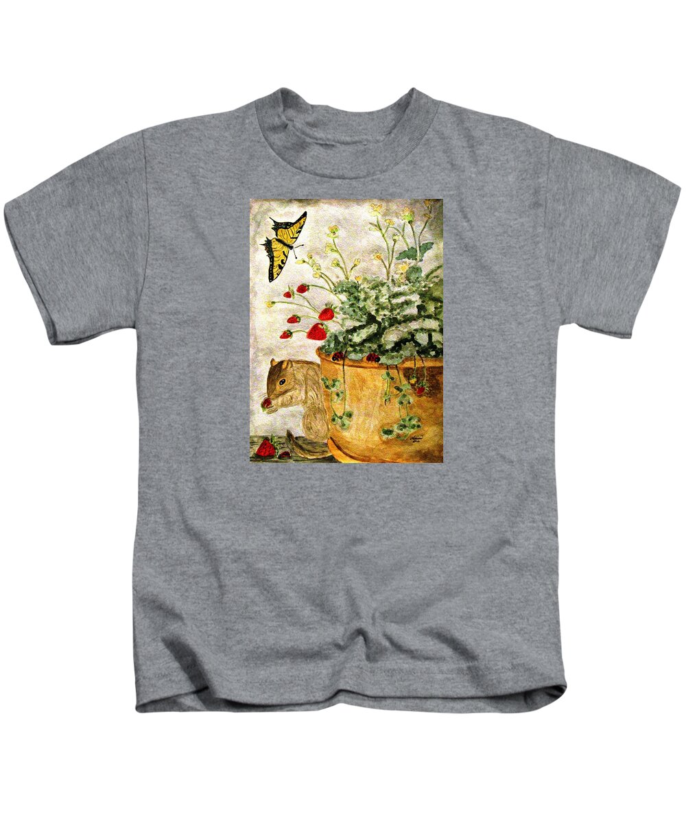 Watercolor Kids T-Shirt featuring the painting The Discovery by Angela Davies