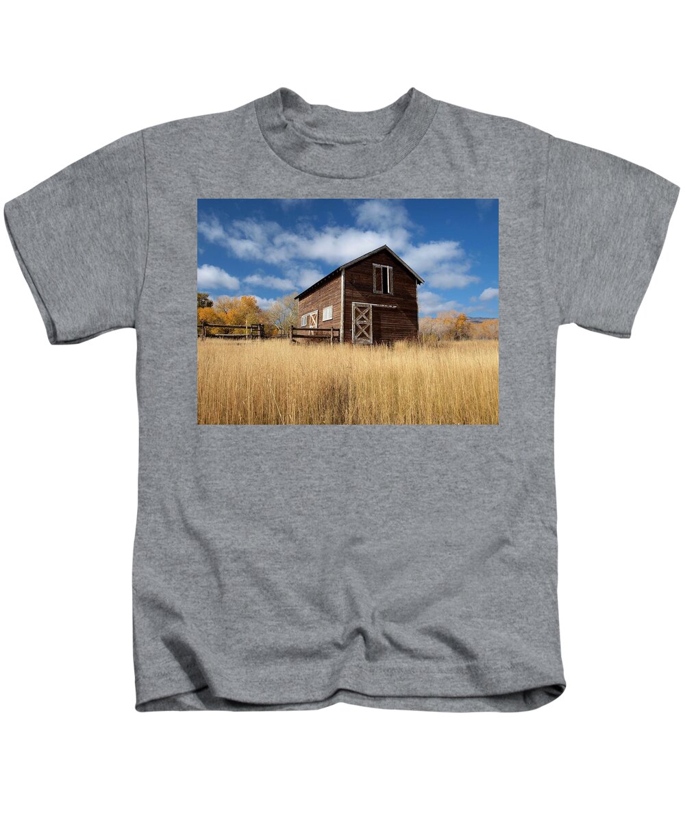 Utah Kids T-Shirt featuring the photograph The High Grass Barn by Joshua House