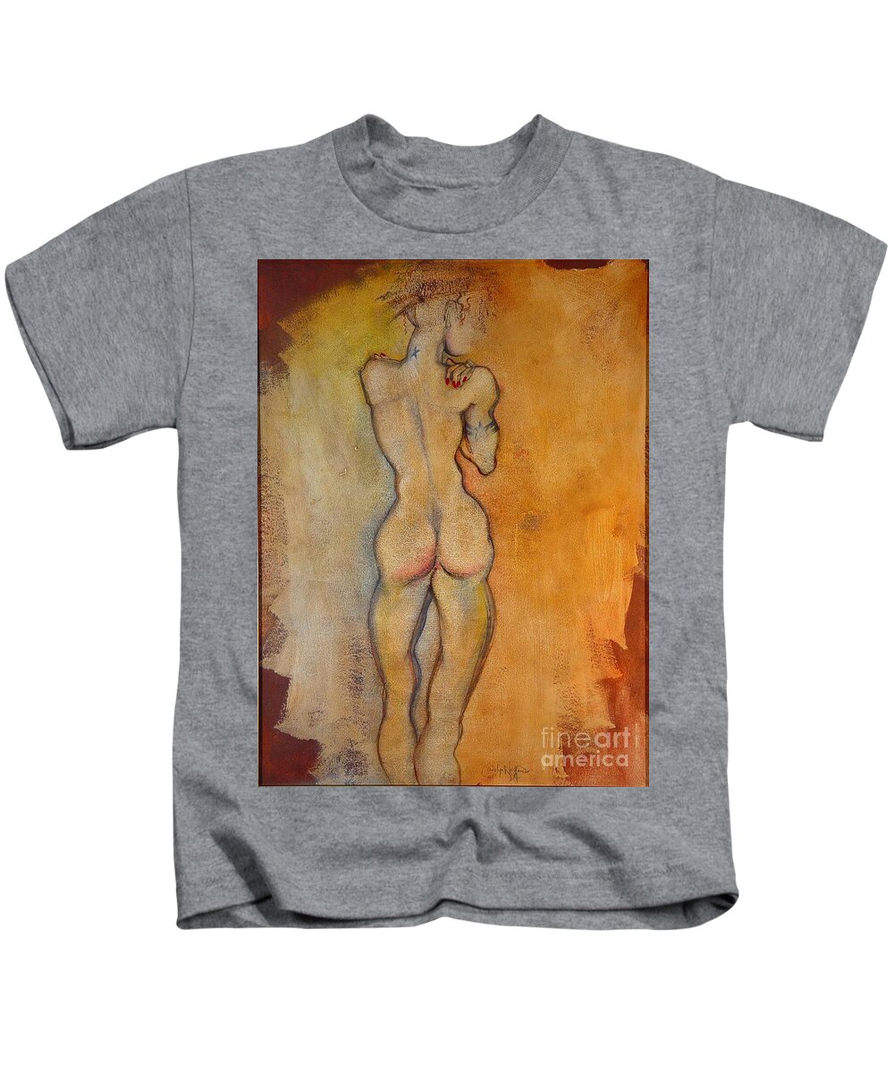 Female Nude Kids T-Shirt featuring the painting The Last of the Three Wise Men by Carolyn Weltman