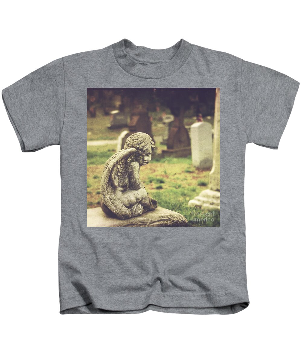 (cemetery Or Graveyard) Kids T-Shirt featuring the photograph The Littlest Angel by Debra Fedchin