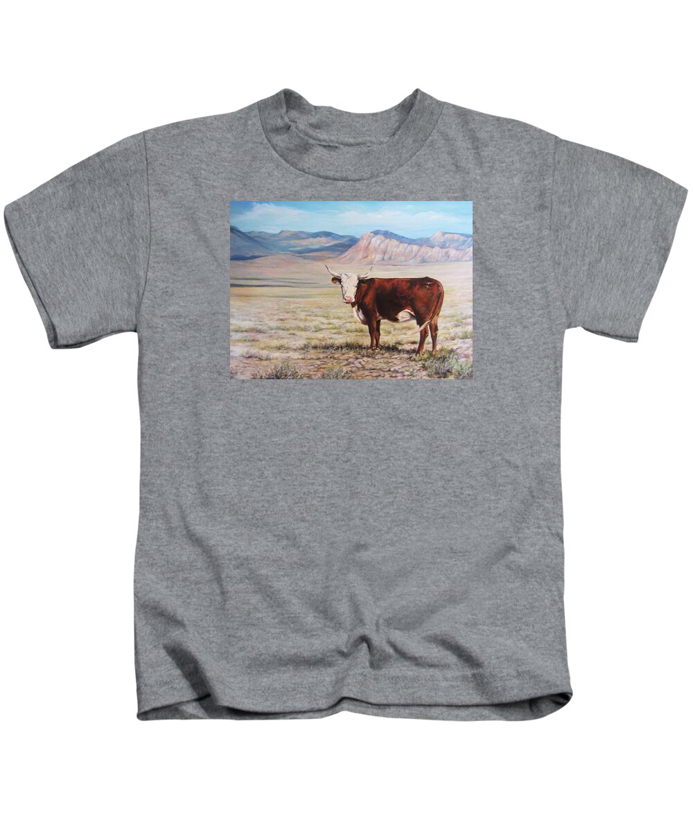 Nature Kids T-Shirt featuring the painting The Lone Range by Donna Tucker