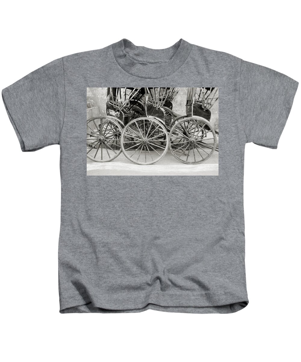 Nostalgia Kids T-Shirt featuring the photograph The Rickshaws Of India by Shaun Higson