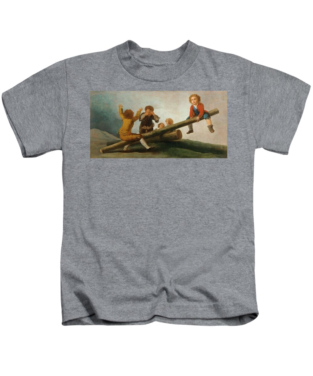 Francisco Jose De Goya Y Lucientes Kids T-Shirt featuring the painting The Seesaw by Francisco Jose de Goya y Lucientes