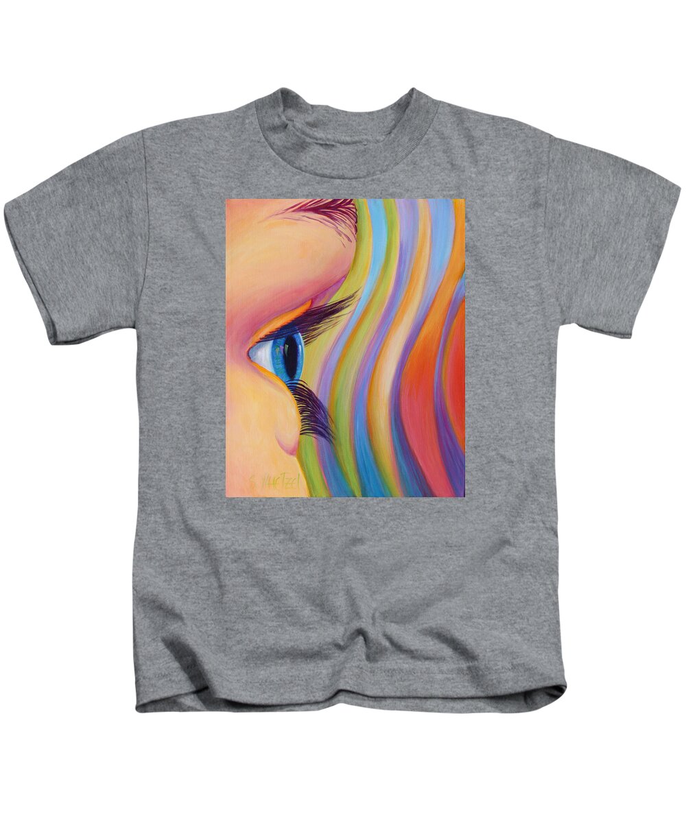 Eye Kids T-Shirt featuring the painting Through the Eyes of a Child by Sandi Whetzel