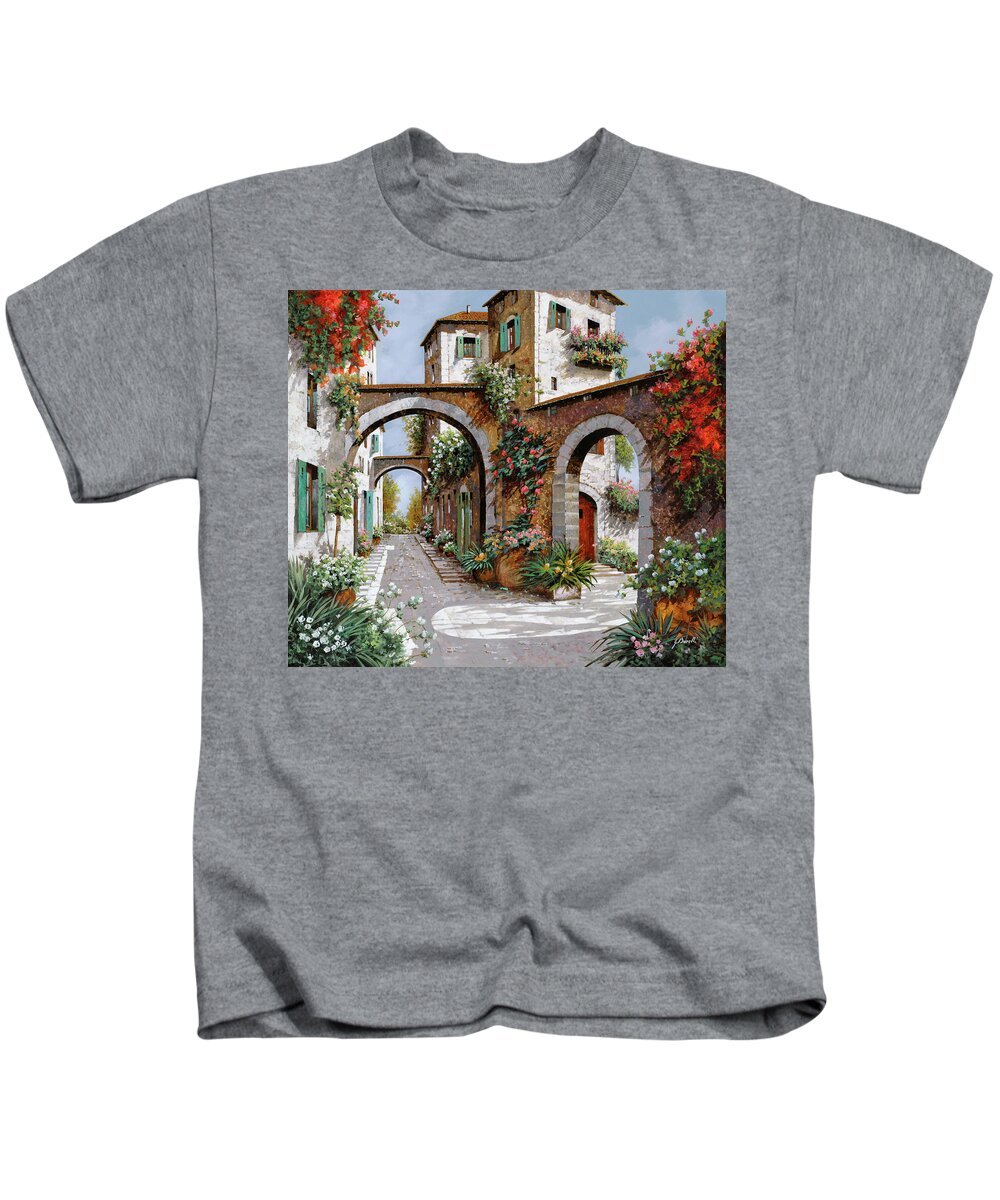 Arches Kids T-Shirt featuring the painting Tre Archi by Guido Borelli