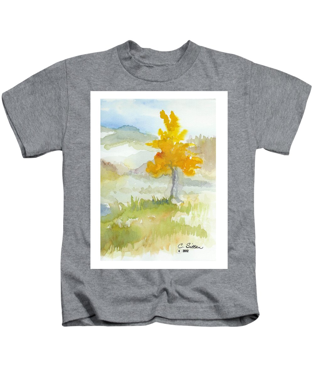 C Sitton Paintings Kids T-Shirt featuring the painting Tree by C Sitton